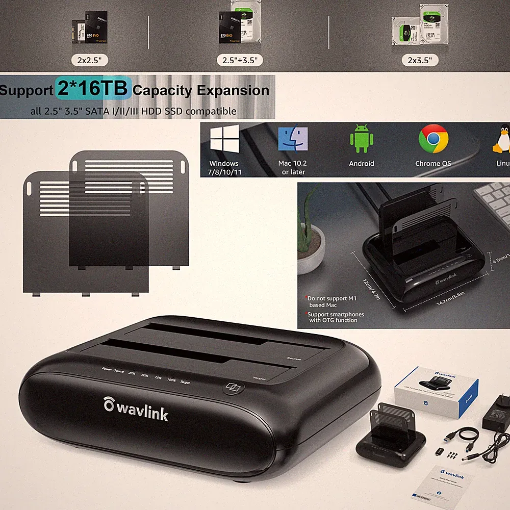 Fit 2.5"/3.5" SATA I/II/III HDD SSD USB 3.0 External Hard Drive Docking Station