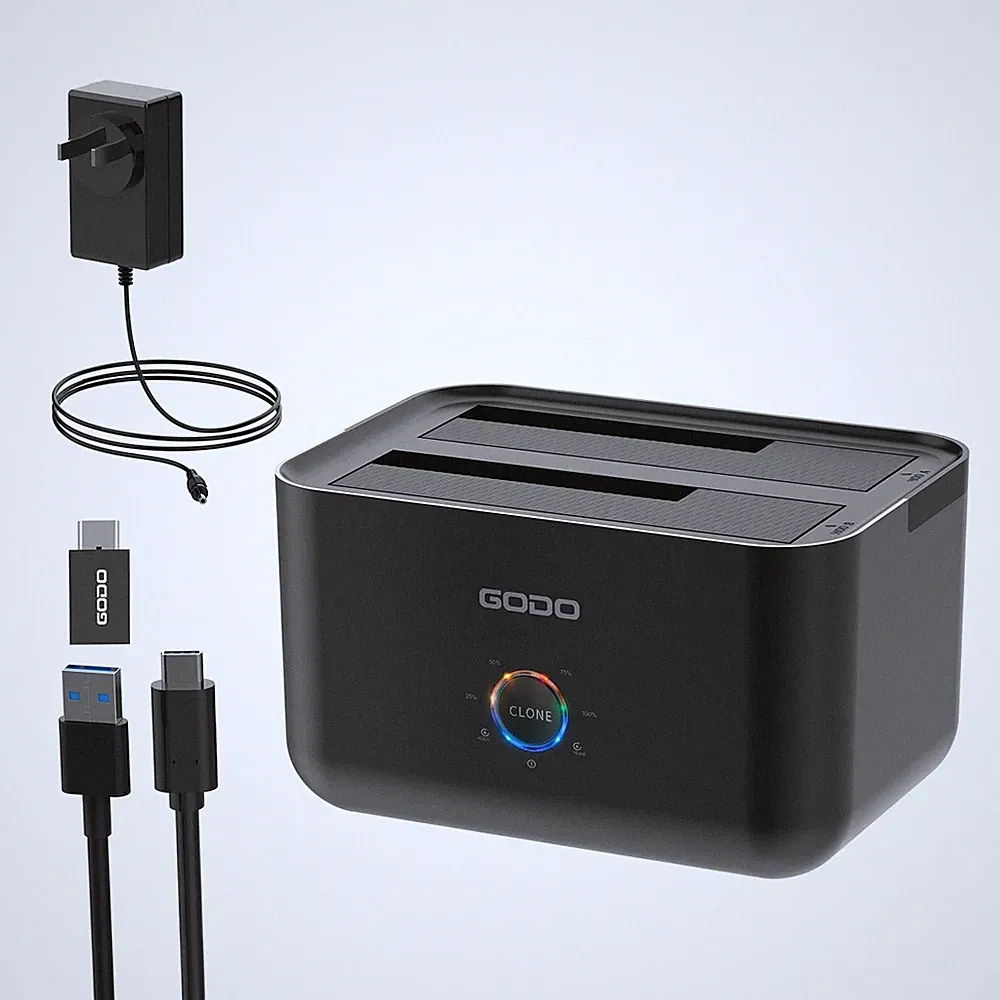 Hard Drive Docking Station Dual Bay USB 3.0 Type C SATA 2.5 3.5 Inch Black